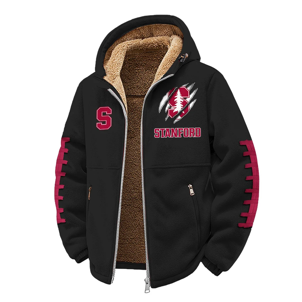 The Stanford Spirit Winter Fleece Jacket, Sherpa Lined Winter Fleece HVN1445SC - Black - Image 2