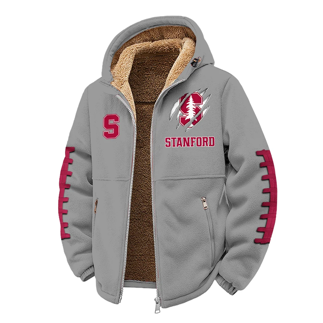 The Stanford Spirit Winter Fleece Jacket, Sherpa Lined Winter Fleece HVN1445SC - Grey - Image 2