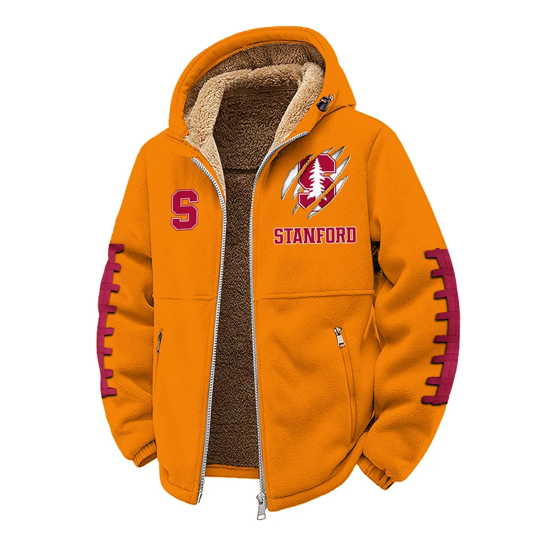 The Stanford Spirit Winter Fleece Jacket, Sherpa Lined Winter Fleece HVN1445SC - Orange - Image 2