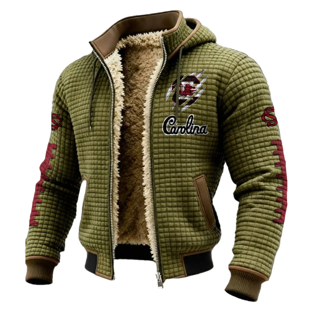The Carolina Force Fleece-Lined Hooded Jacket, Modern Athletic Hybrid Parka HVN1445SC - Green - Image 2