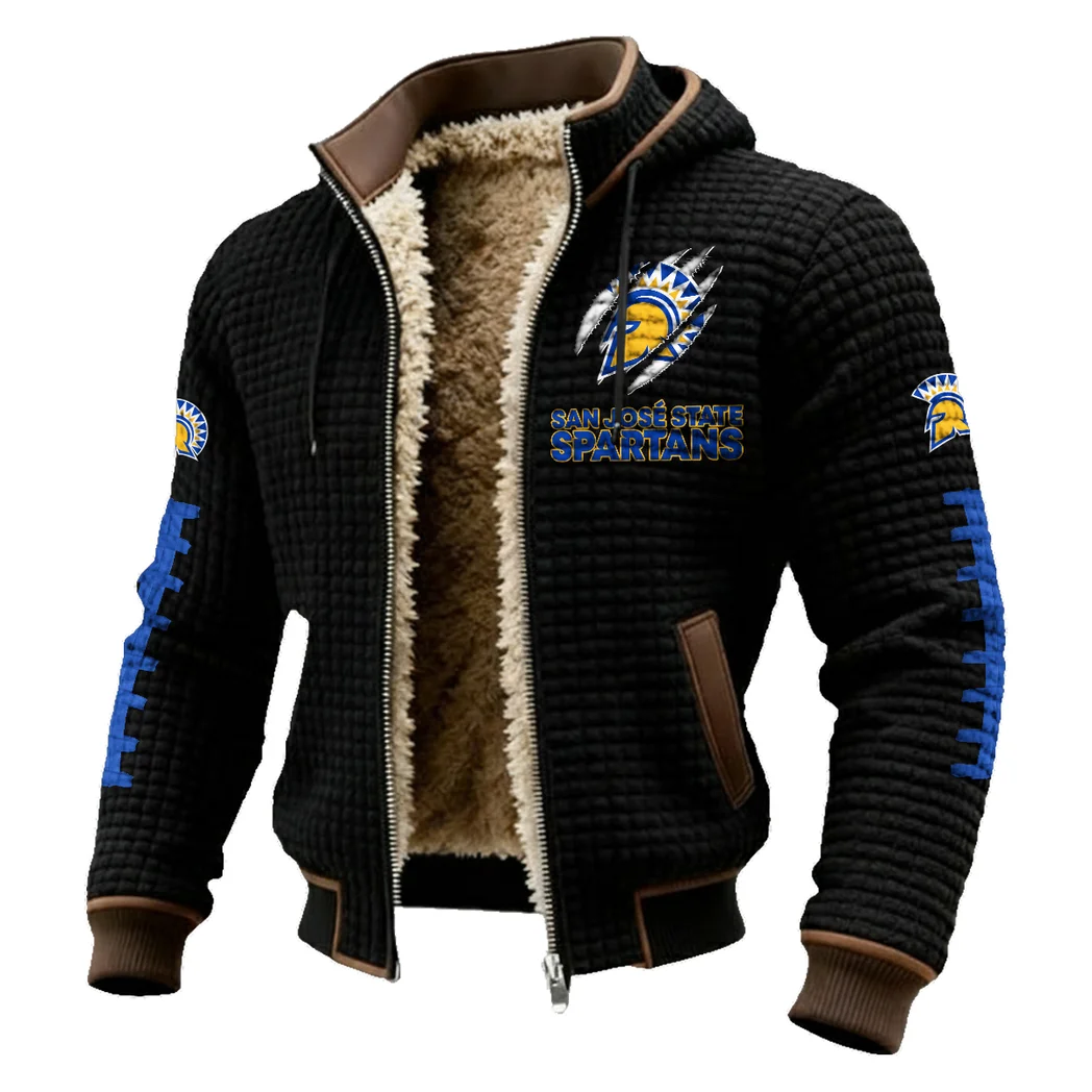The Spartan Nation Fleece-Lined Hooded Jacket, Endurance Sport Thermal Hoody HVN1445SJ - Black - Image 2