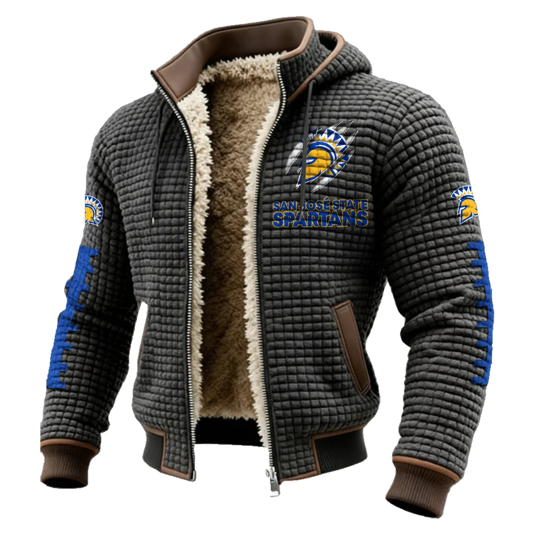 The Spartan Nation Fleece-Lined Hooded Jacket, Endurance Sport Thermal Hoody HVN1445SJ - Grey - Image 2