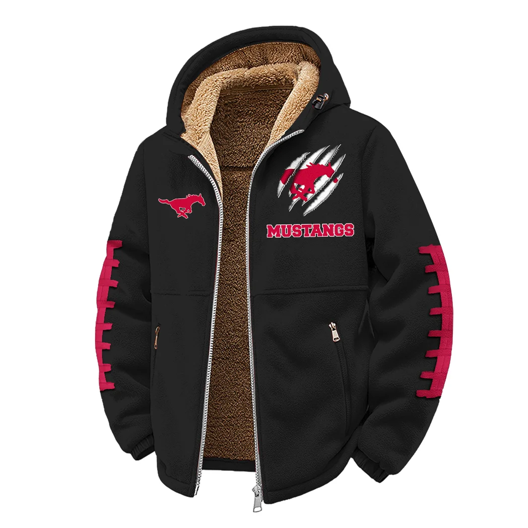 The Mustangs Winter Fleece Jacket, Extreme Cold Fleece Coat HVN1445SM - Black - Image 2