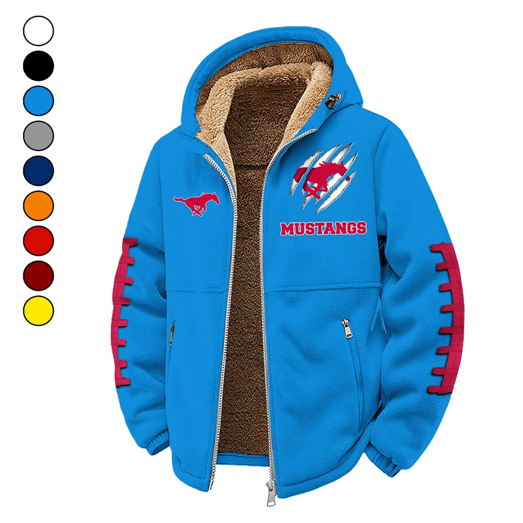 The Mustangs Winter Fleece Jacket, Extreme Cold Fleece Coat HVN1445SM - cyan
