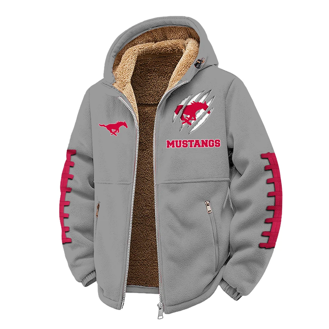 The Mustangs Winter Fleece Jacket, Extreme Cold Fleece Coat HVN1445SM - Grey - Image 2