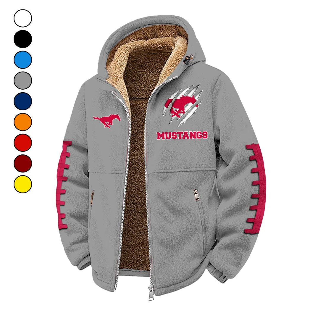 The Mustangs Winter Fleece Jacket, Extreme Cold Fleece Coat HVN1445SM - Grey