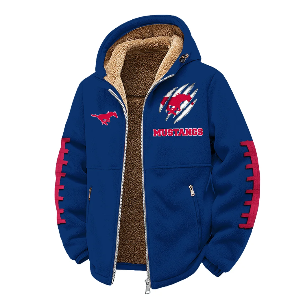 The Mustangs Winter Fleece Jacket, Extreme Cold Fleece Coat HVN1445SM - Navy - Image 2