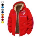 The Mustangs Winter Fleece Jacket, Extreme Cold Fleece Coat HVN1445SM - red
