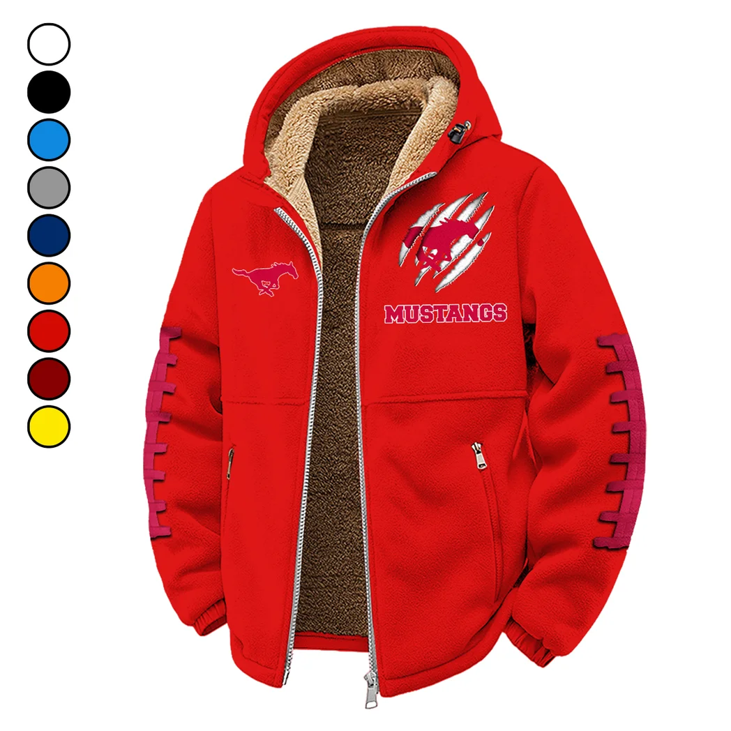The Mustangs Winter Fleece Jacket, Extreme Cold Fleece Coat HVN1445SM - red