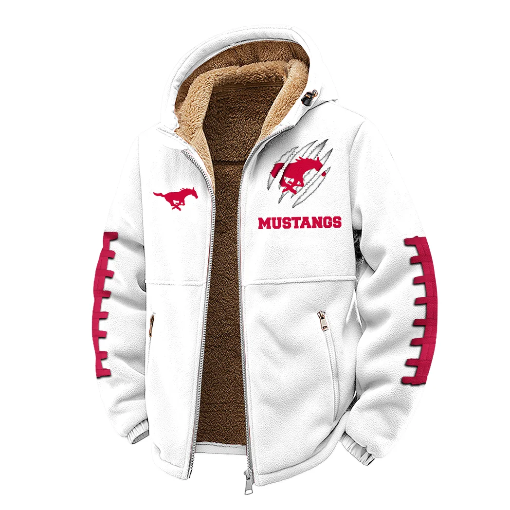 The Mustangs Winter Fleece Jacket, Extreme Cold Fleece Coat HVN1445SM - White - Image 2