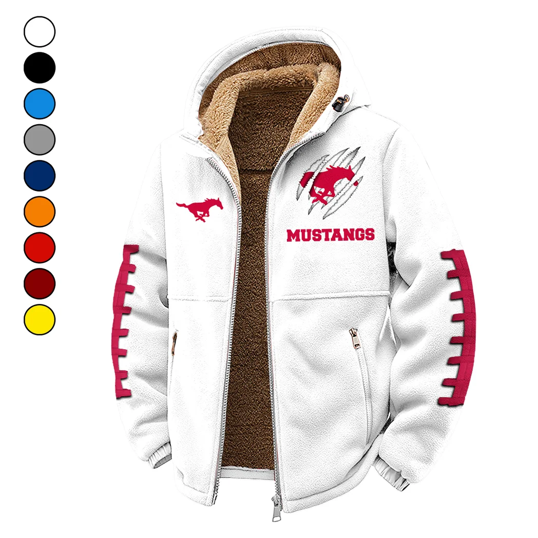 The Mustangs Winter Fleece Jacket, Extreme Cold Fleece Coat HVN1445SM - White