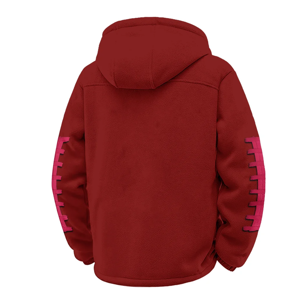 The Mustangs Winter Fleece Jacket, Extreme Cold Fleece Coat HVN1445SM - Wine - Image 3