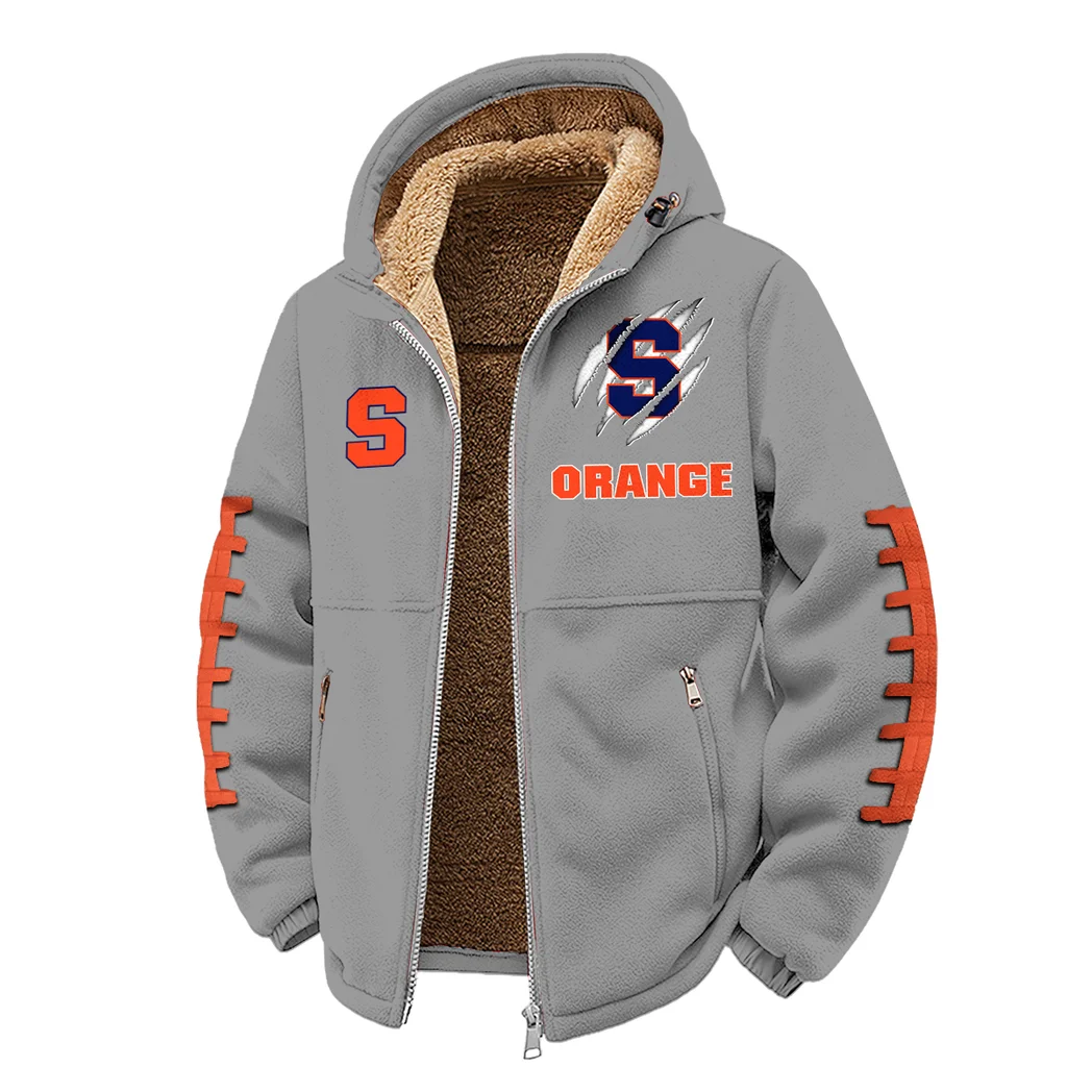 The Syracuse Spirit Winter Fleece Jacket, Insulated Sport Hoody HVN1445SO - Grey - Image 2
