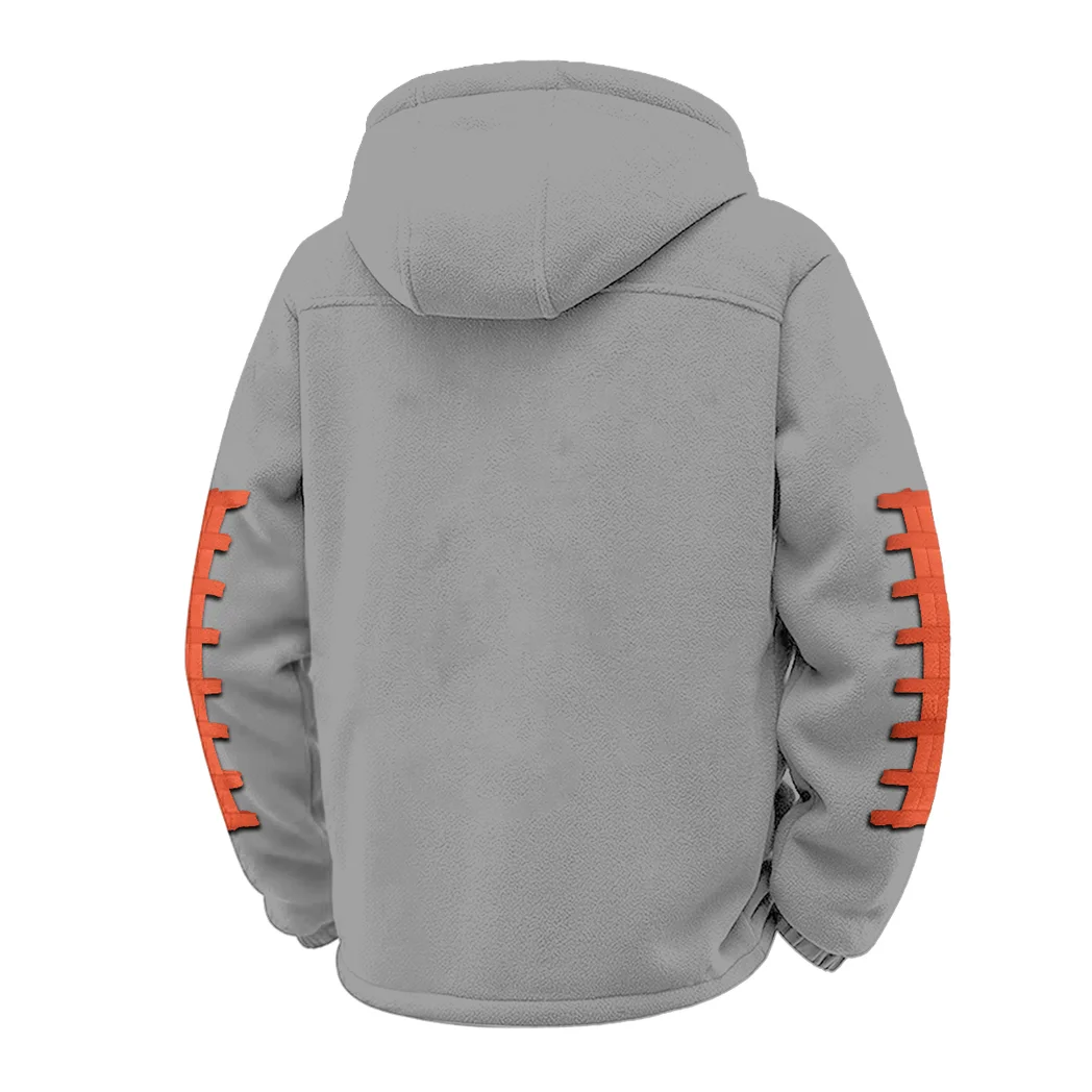 The Syracuse Spirit Winter Fleece Jacket, Insulated Sport Hoody HVN1445SO - Grey - Image 3