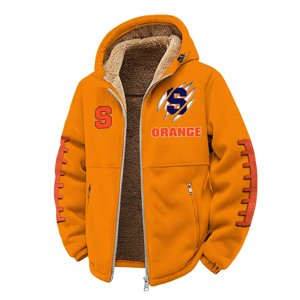 The Syracuse Spirit Winter Fleece Jacket, Insulated Sport Hoody HVN1445SO - Orange - Image 2