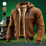 Orange and White Fleece-Lined Hooded Jacket, Elite Athlete Winter Jacket HVN1445TV - brown