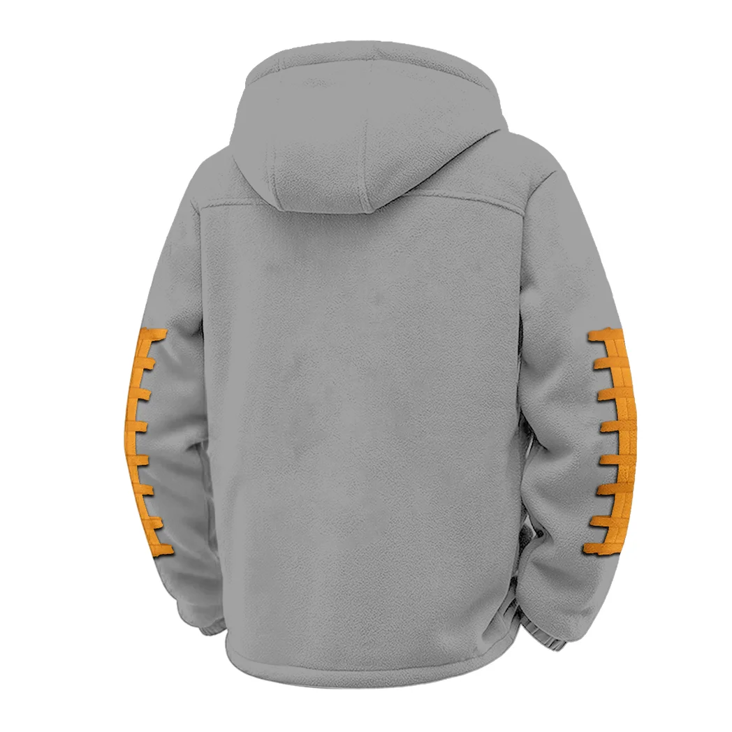 Orange and White Winter Fleece Jacket, Dynamic Winter Training Top HVN1445TV - Grey - Image 3