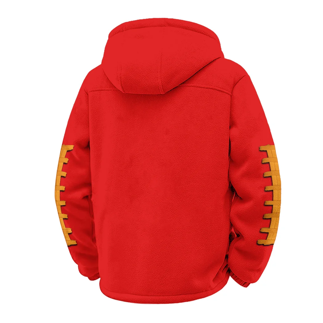 Orange and White Winter Fleece Jacket, Dynamic Winter Training Top HVN1445TV - red - Image 3