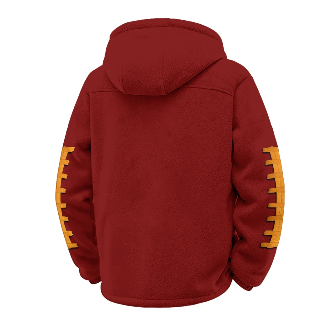 Orange and White Winter Fleece Jacket, Dynamic Winter Training Top HVN1445TV - Wine - Image 3