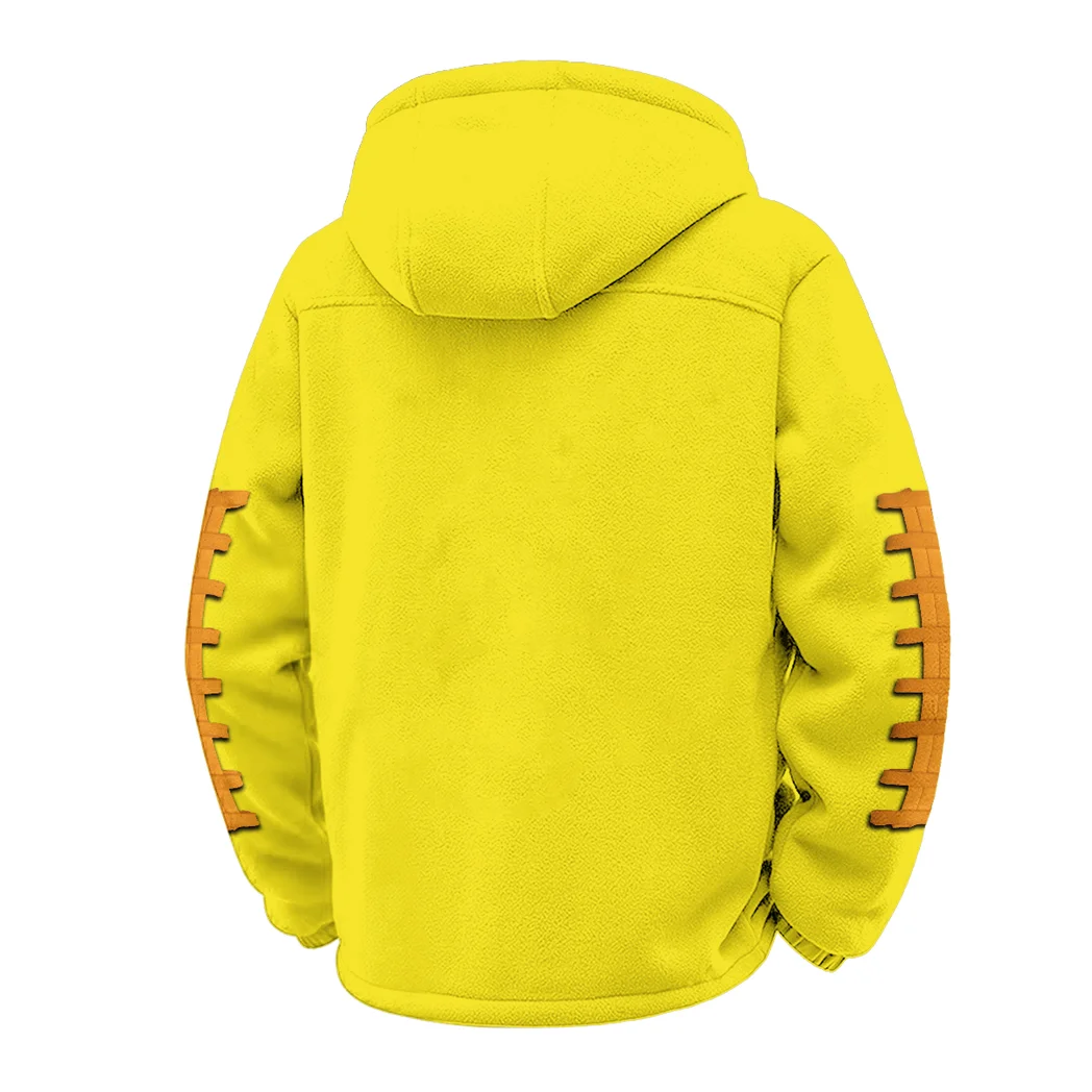 Orange and White Winter Fleece Jacket, Dynamic Winter Training Top HVN1445TV - Yellow - Image 3