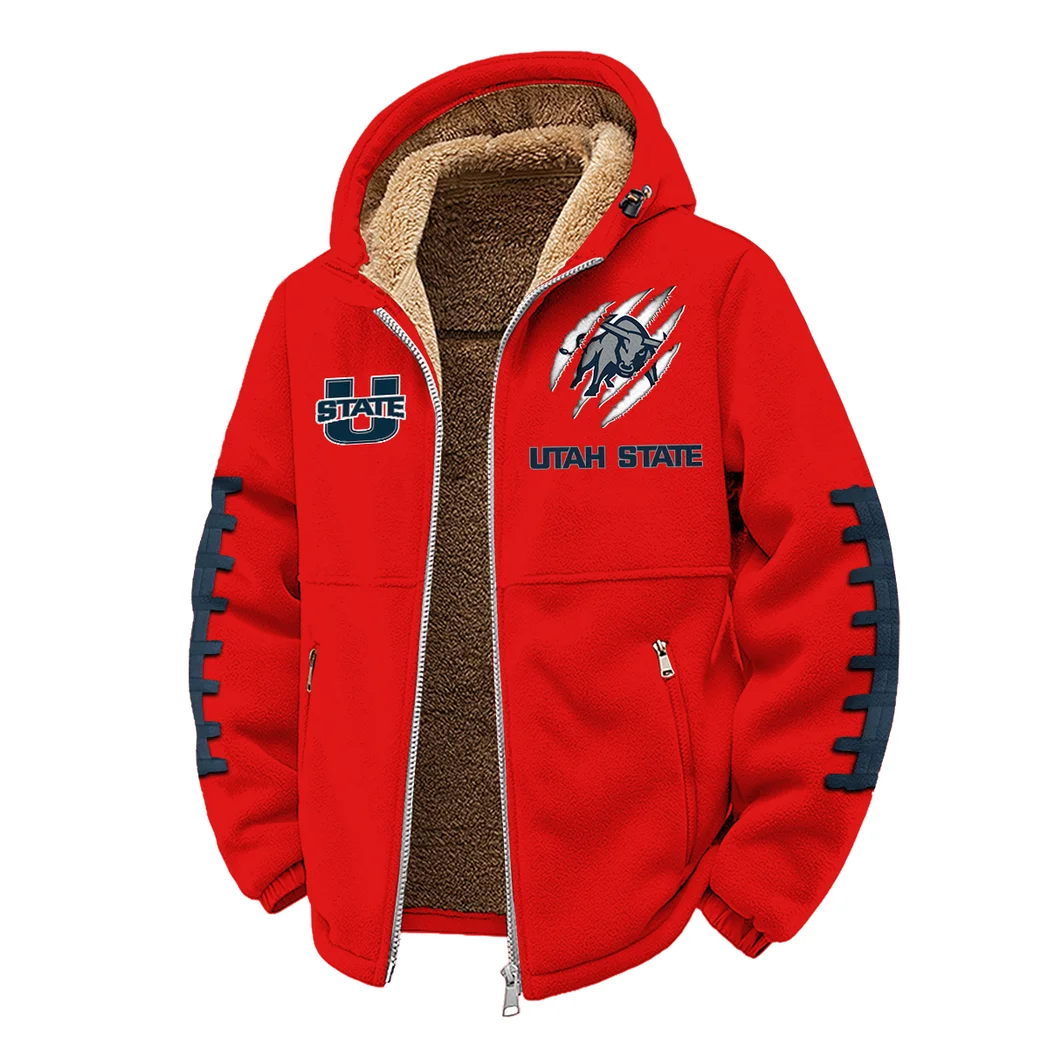 The Utah State Ambush Winter Fleece Jacket, Cold Weather Hiking Fleece HVN1445US - red - Image 2