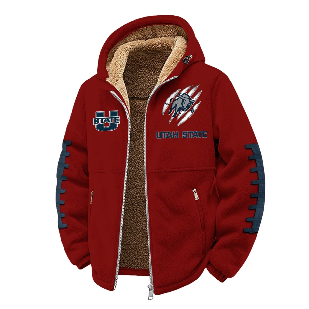 The Utah State Ambush Winter Fleece Jacket, Cold Weather Hiking Fleece HVN1445US - Wine - Image 2