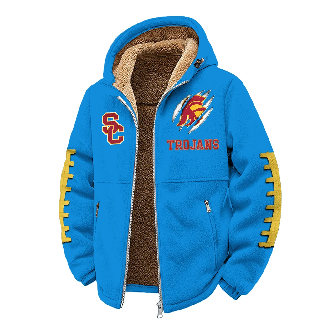 USC Winter Fleece Jacket, Cross-Training Thermal Zip HVN1445US - cyan - Image 2