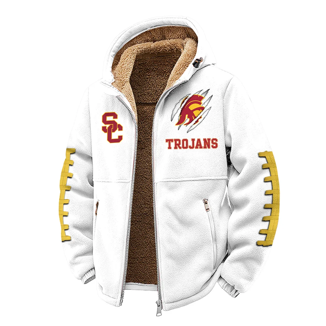 USC Winter Fleece Jacket, Cross-Training Thermal Zip HVN1445US - White - Image 2