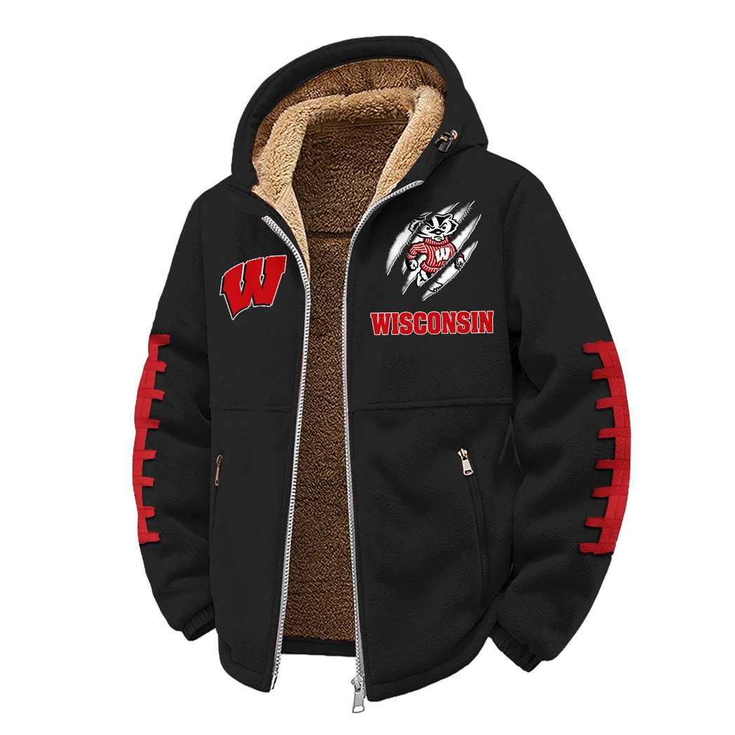 The Badgers Winter Fleece Jacket, Luxe Microfleece Pullover HVN1445WB - Black - Image 2