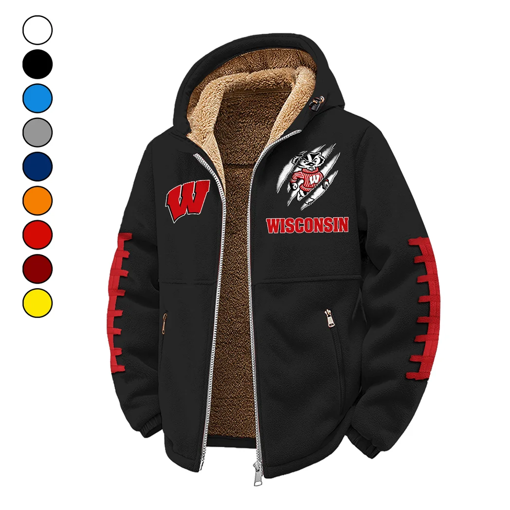 The Badgers Winter Fleece Jacket, Luxe Microfleece Pullover HVN1445WB - Black