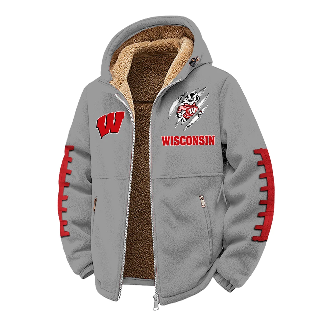 The Badgers Winter Fleece Jacket, Luxe Microfleece Pullover HVN1445WB - Grey - Image 2