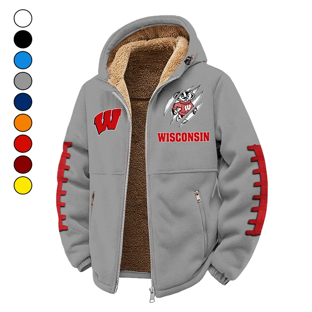 The Badgers Winter Fleece Jacket, Luxe Microfleece Pullover HVN1445WB - Grey