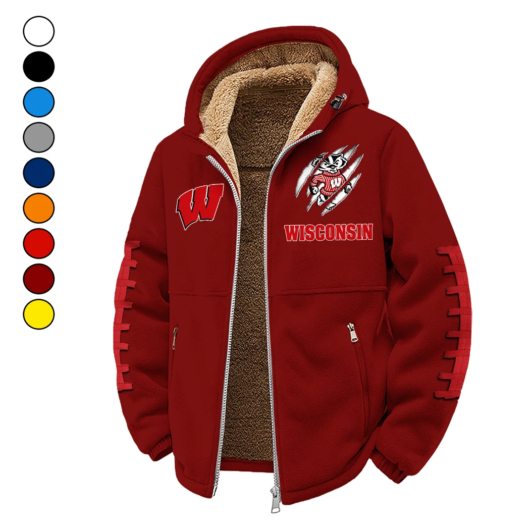 The Badgers Winter Fleece Jacket, Luxe Microfleece Pullover HVN1445WB - Wine