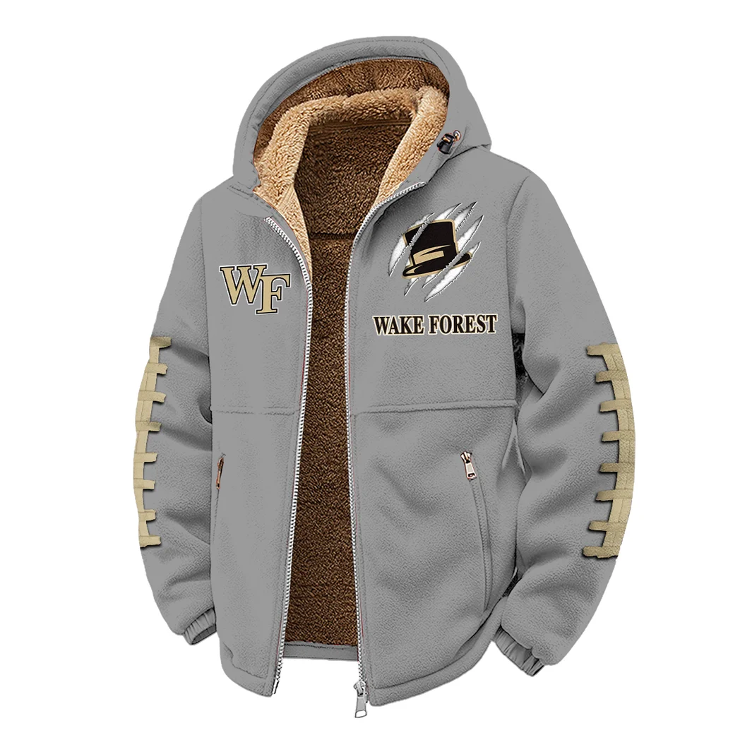 Old Gold and Black Winter Fleece Jacket, Thermal Winter Fleece HVN1445WF - Grey - Image 2