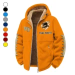 Old Gold and Black Winter Fleece Jacket, Thermal Winter Fleece HVN1445WF - Orange