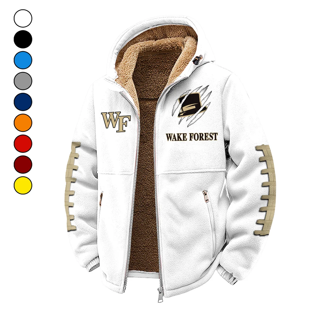 Old Gold and Black Winter Fleece Jacket, Thermal Winter Fleece HVN1445WF - White