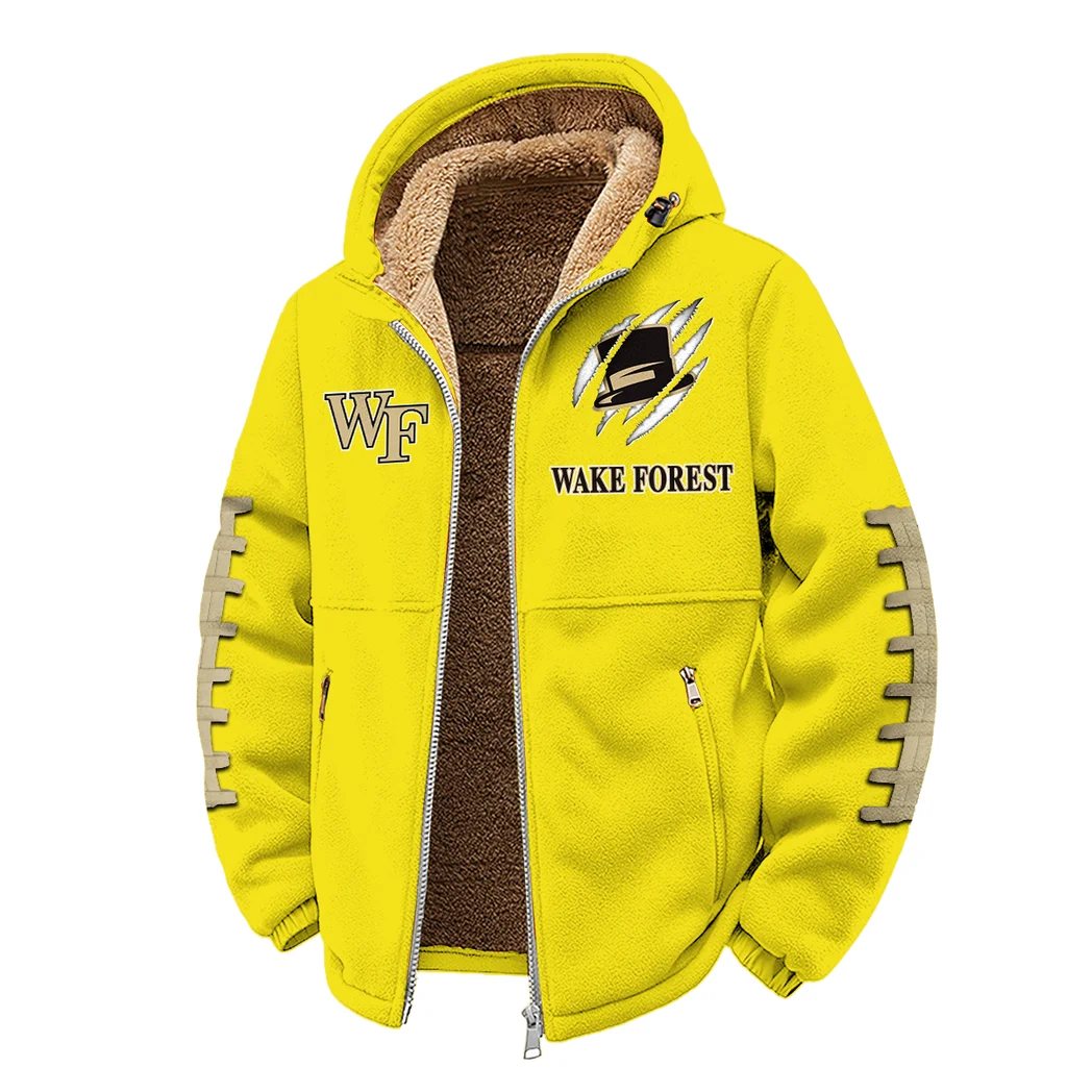 Old Gold and Black Winter Fleece Jacket, Thermal Winter Fleece HVN1445WF - Yellow - Image 2