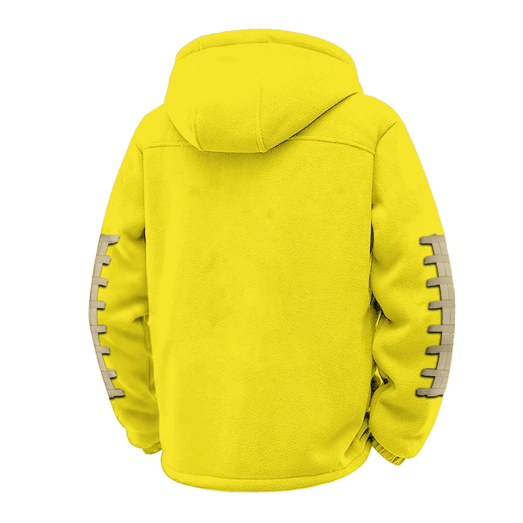 Old Gold and Black Winter Fleece Jacket, Thermal Winter Fleece HVN1445WF - Yellow - Image 3