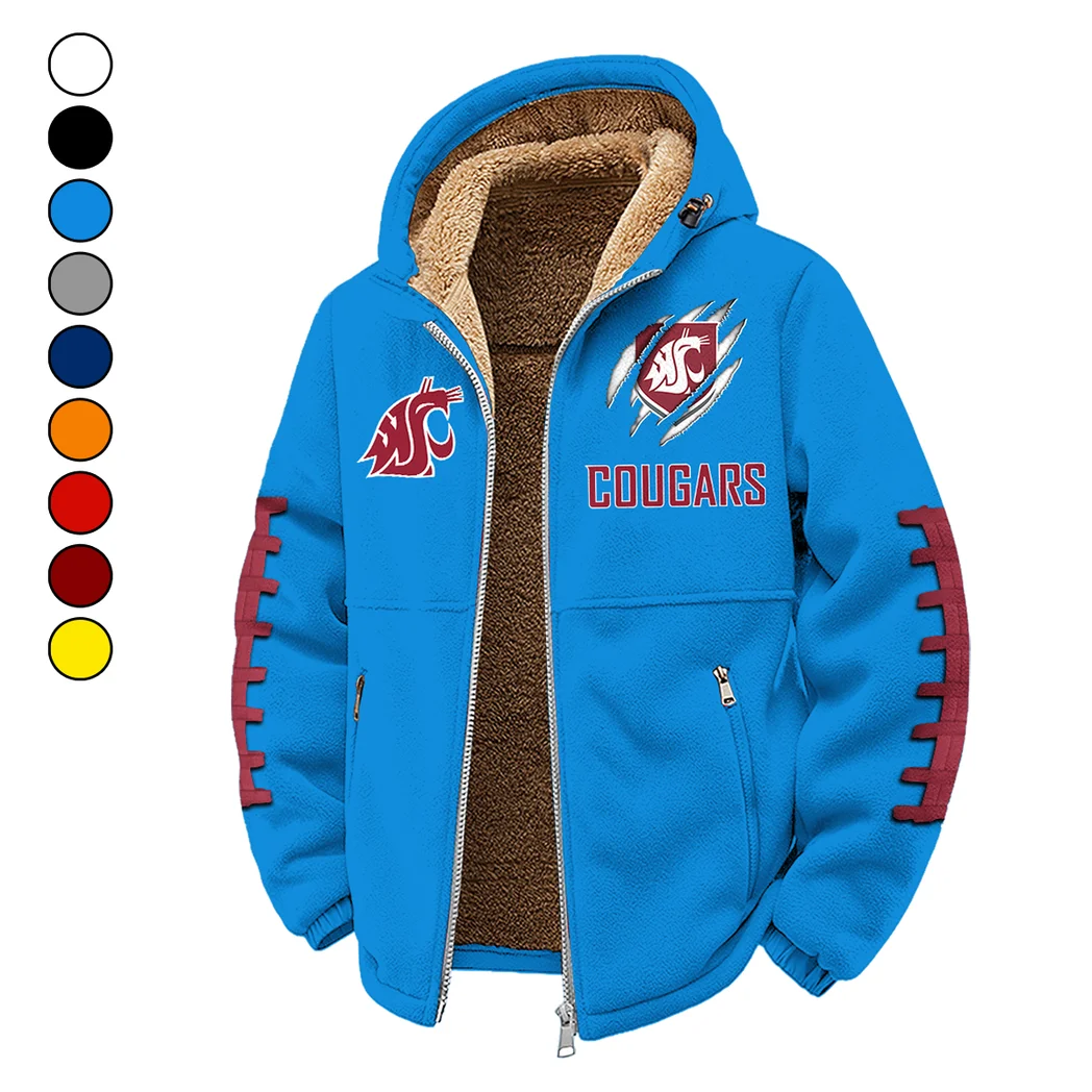 The WSU Elite Winter Fleece Jacket, Insulated Sport Hoody HVN1445WS - cyan