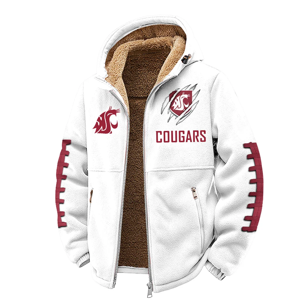The WSU Elite Winter Fleece Jacket, Insulated Sport Hoody HVN1445WS - White - Image 2