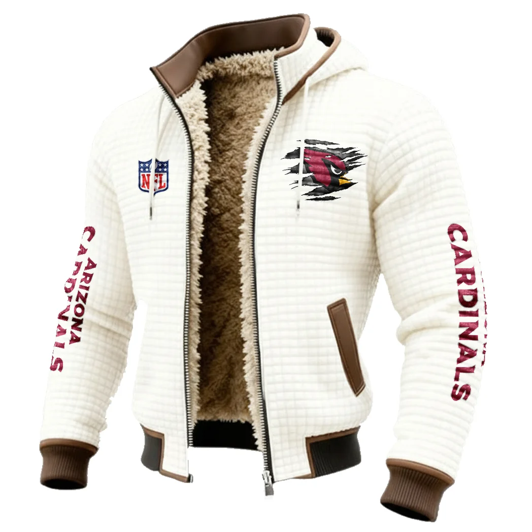 Red Talons Fleece-Lined Hooded Jacket, Endurance Sport Thermal Hoody HVN1446AC - White - Image 2