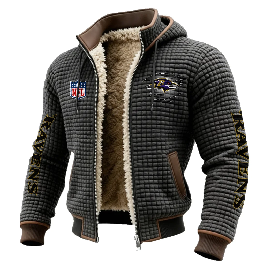 Feathered Army Fleece-Lined Hooded Jacket, Multi-Sport Winter Active Top HVN1446BR - Grey - Image 2