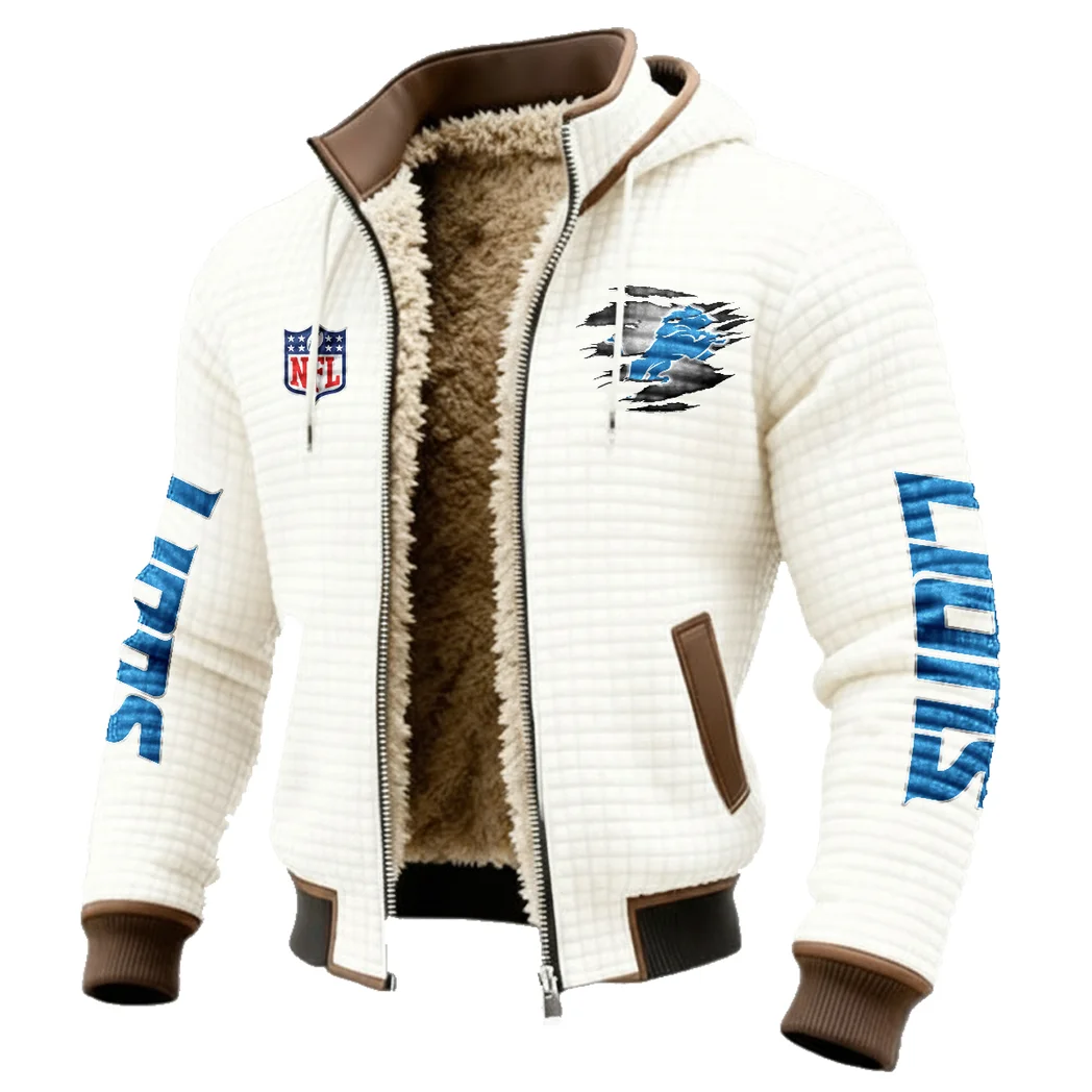 Match Day Prowlers Fleece-Lined Hooded Jacket, Elite Athlete Winter Jacket HVN1446DL - White - Image 2