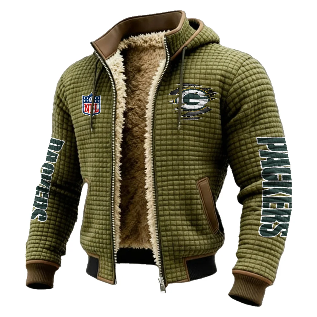 Game Day Squad Fleece-Lined Hooded Jacket, Weather-Shield Fleece Hoody HVN1446GP - Green - Image 2