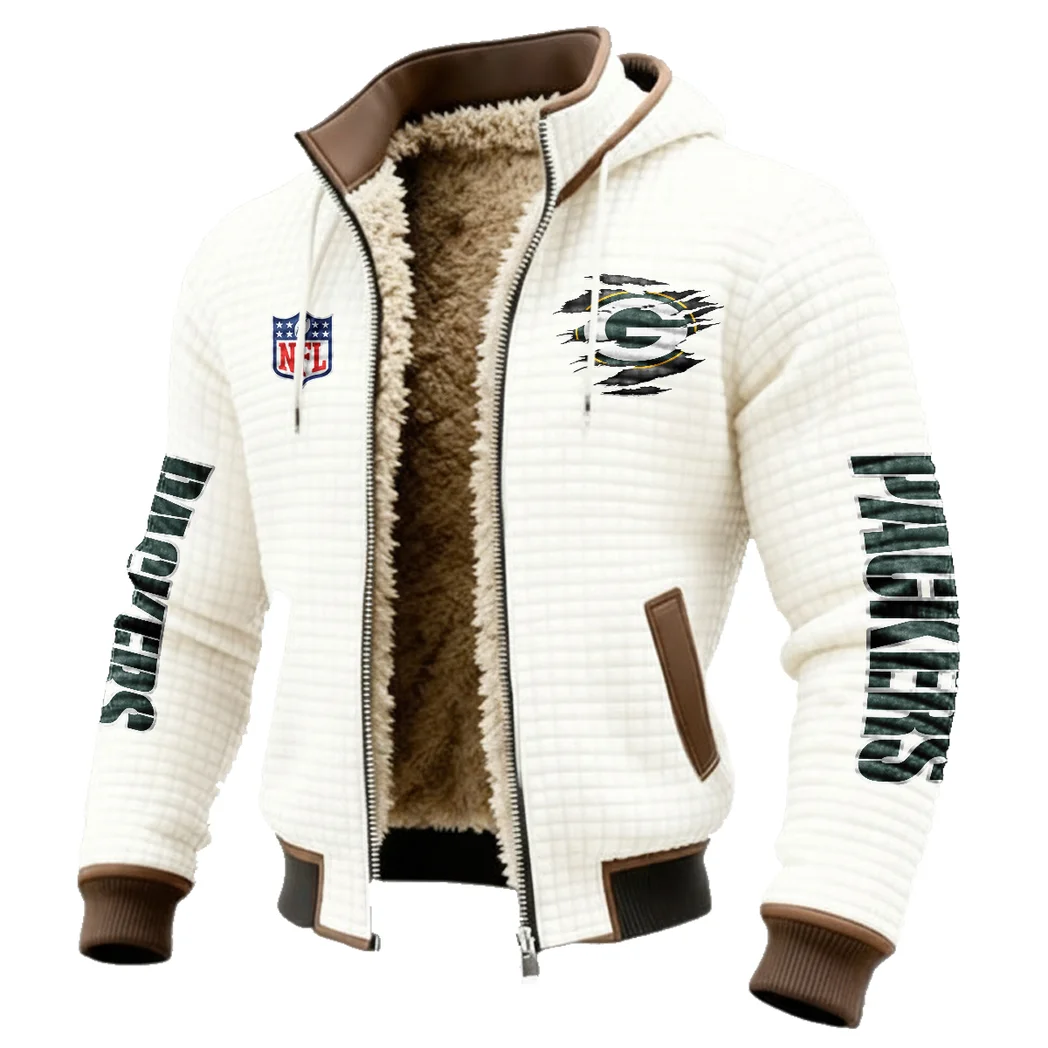 Game Day Squad Fleece-Lined Hooded Jacket, Weather-Shield Fleece Hoody HVN1446GP - White - Image 2