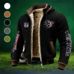 Football Blue Crew Fleece-Lined Hooded Jacket, Wind-Blocker Insulated Hoody HVN1446HT - Black
