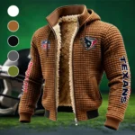 Football Blue Crew Fleece-Lined Hooded Jacket, Wind-Blocker Insulated Hoody HVN1446HT - brown