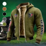 Football Blue Crew Fleece-Lined Hooded Jacket, Wind-Blocker Insulated Hoody HVN1446HT - Green