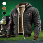 Football Blue Crew Fleece-Lined Hooded Jacket, Wind-Blocker Insulated Hoody HVN1446HT - Grey