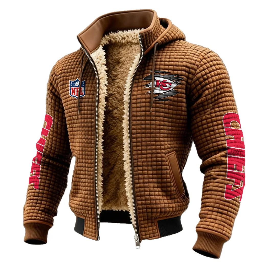 Victory Horns Fleece-Lined Hooded Jacket, Elemental Guard Sport Jacket HVN1446KC - brown - Image 2